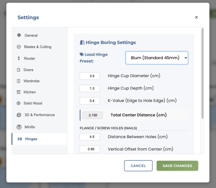Granular Engineering Settings Interface